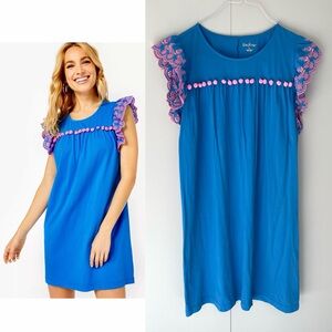 Lilly Pulitzer Blue Mini Dress with Pink Trim